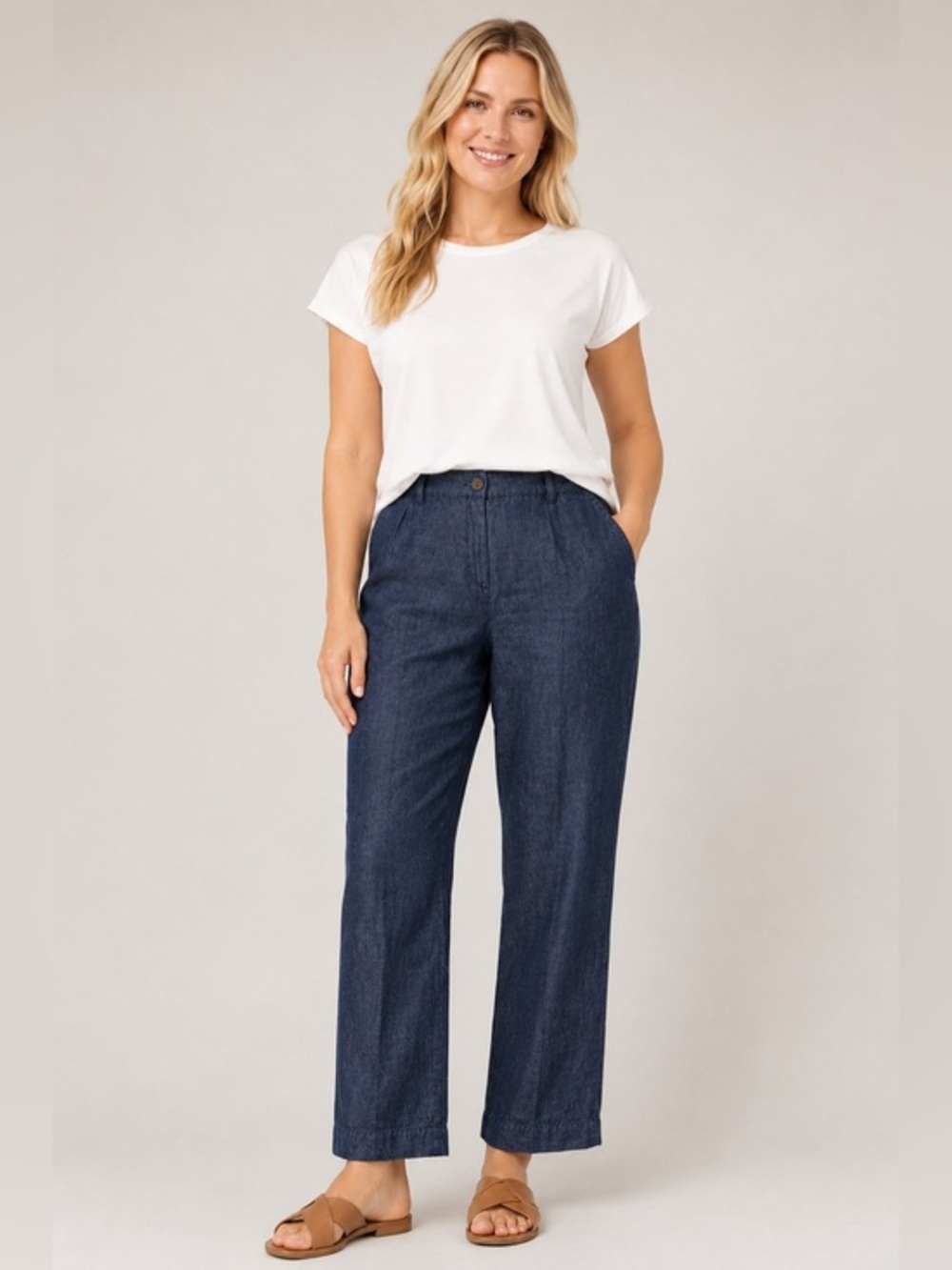 Weekend Max Mara Cotton Linen Pants Blue Size US 10